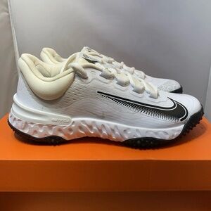 Nike Alpha Huarache Elite 4 Turf Women Size 6.5 White Black Softball Shoes